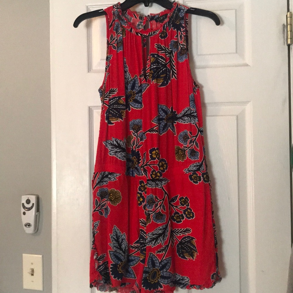 Loft Red Floral Romper